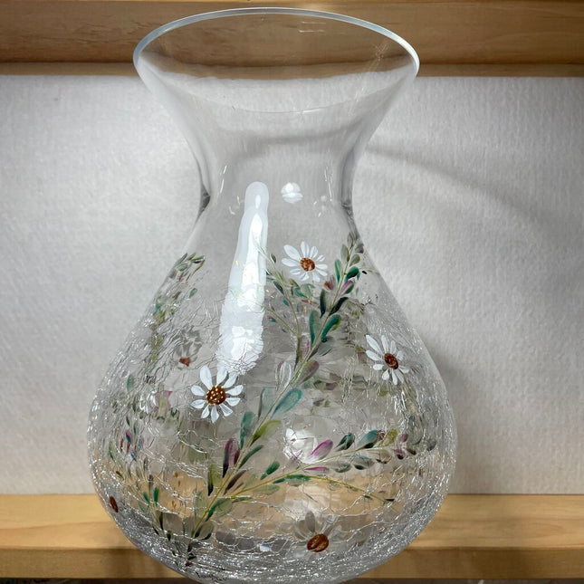 Daisy eucalyptus crackle vase
