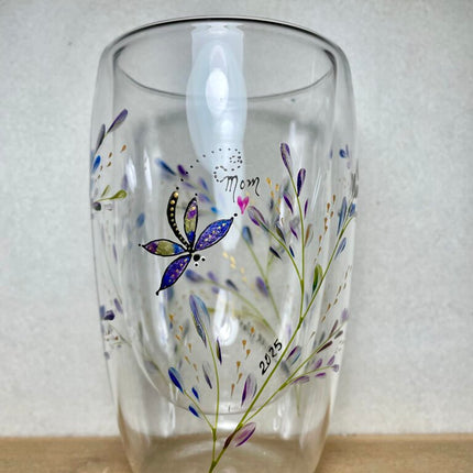Mom 2025 double wall glass dragonfly purple
