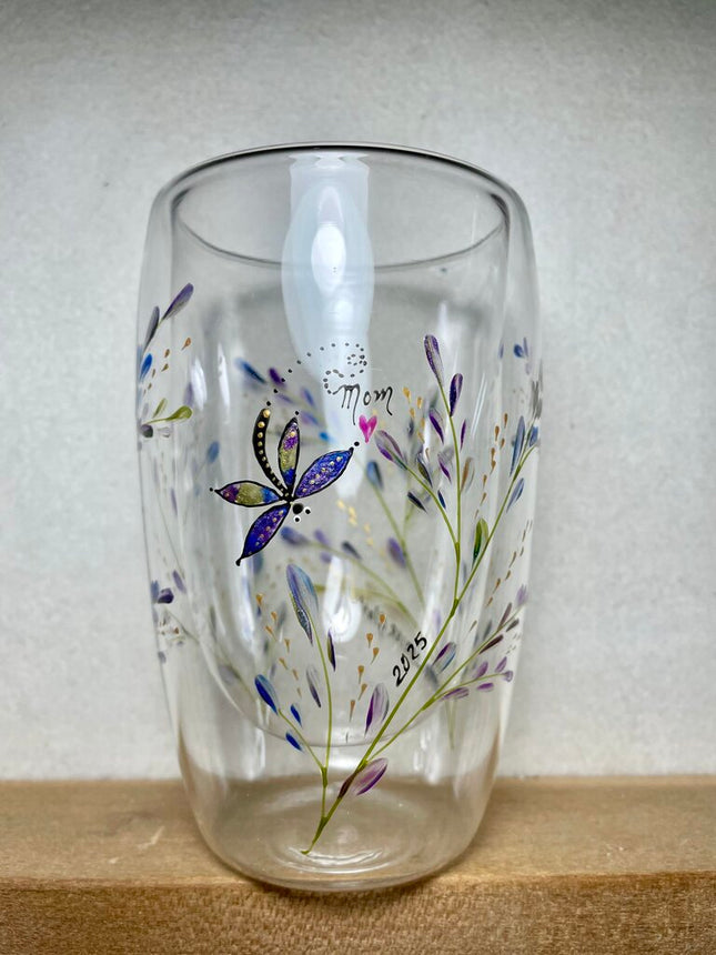 Mom 2025 double wall glass dragonfly purple