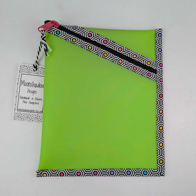 Diagonal Vinyl Zip Pouch - Medium