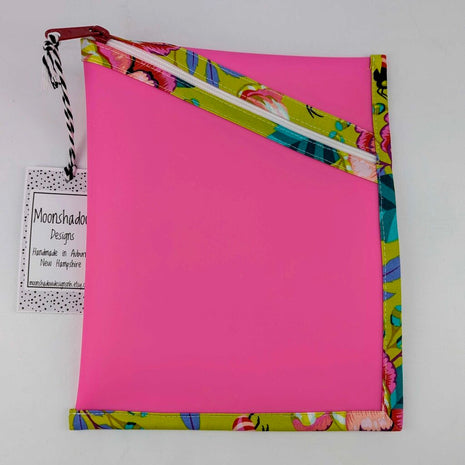 Diagonal Vinyl Zip Pouch - Medium