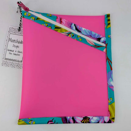 Diagonal Vinyl Zip Pouch - Medium