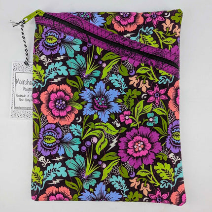 Diagonal Quilted Zip Pouch - Large