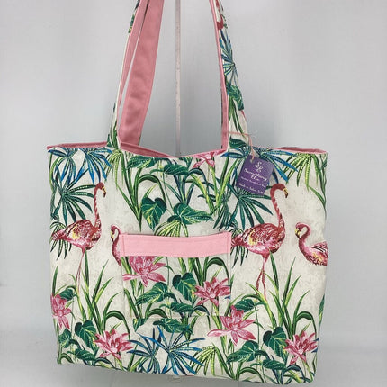 Flamingo reversible Tote w/ Pink