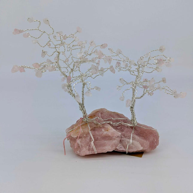 Twisted Wire and Gem Stone Tree: Mother/Child/Rose Quartz
