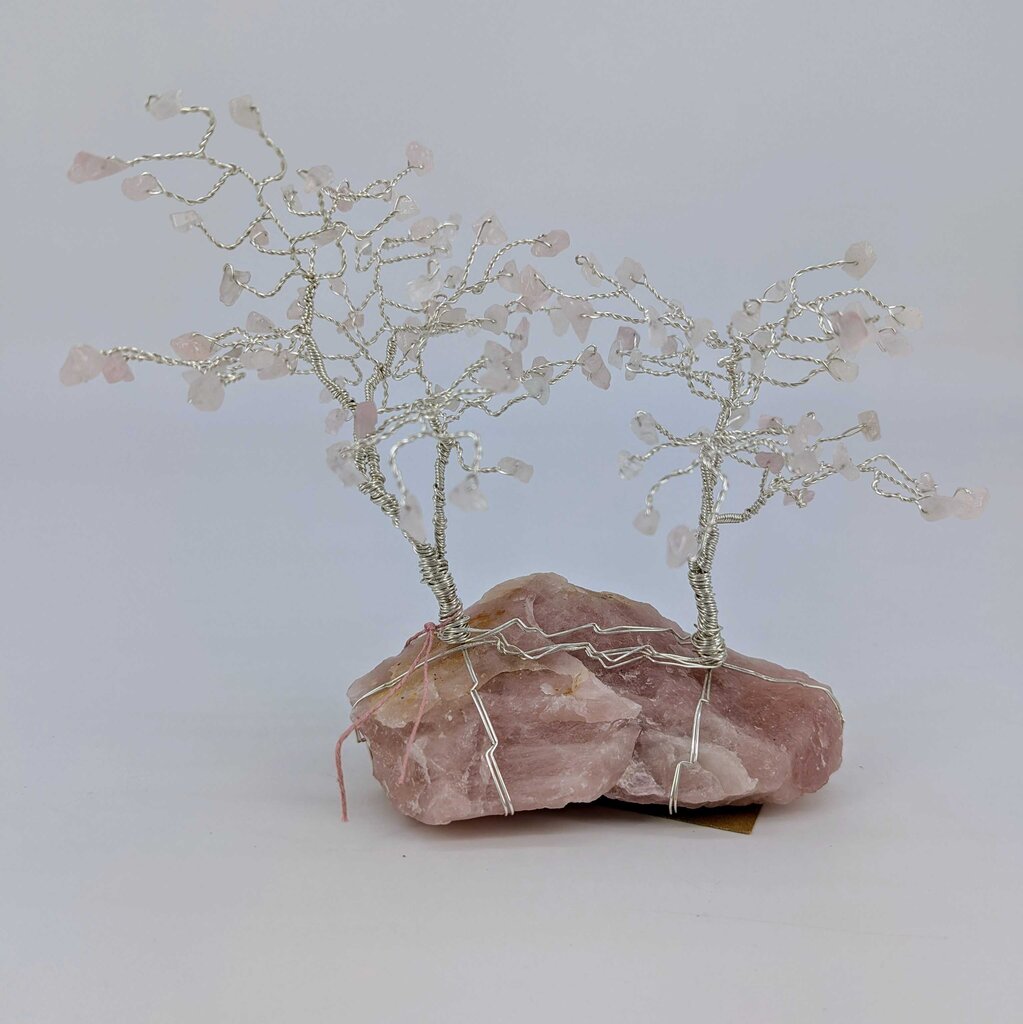 Twisted Wire and Gem Stone Tree: Mother/Child/Rose Quartz