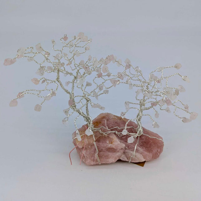 Twisted Wire and Gem Stone Tree: Mother/Child/Rose Quartz