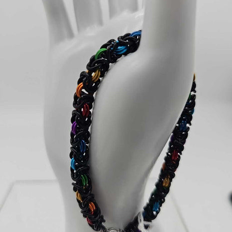 7.5 inch Black Rainbow Byzantine Bracelet