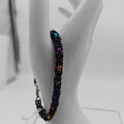 7.5 inch Black Rainbow Byzantine Bracelet - view 3