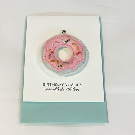 Felt Donut Charm Birthday Greeting Card