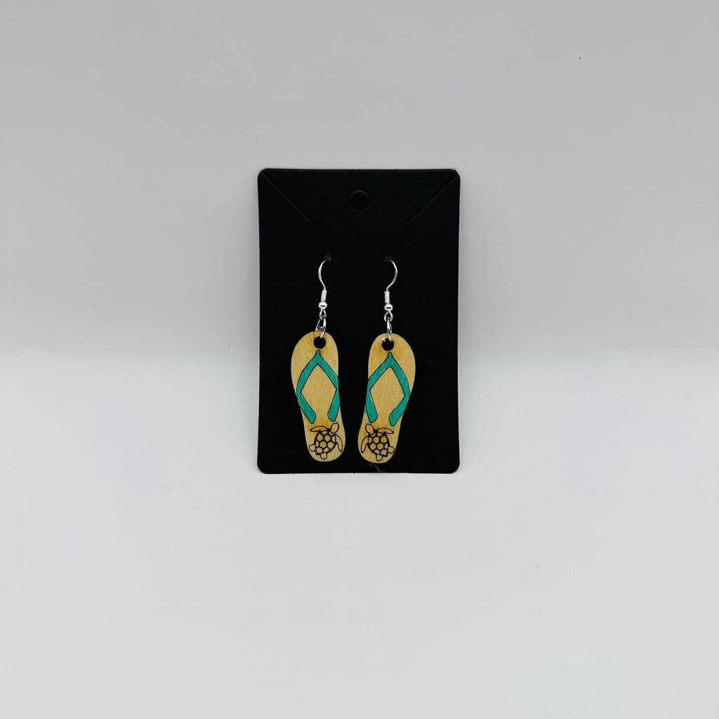 Flip Flop with turtle and teal strap earrings