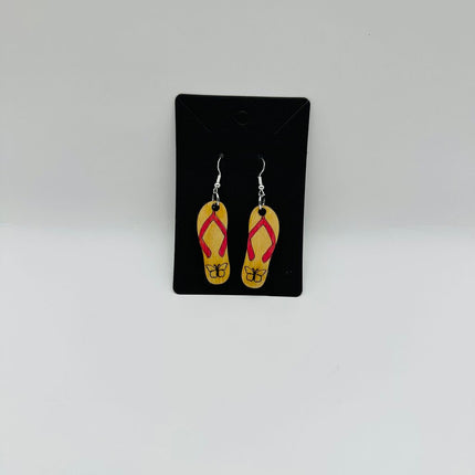 Flip Flop with Butterfly pink strap earrings
