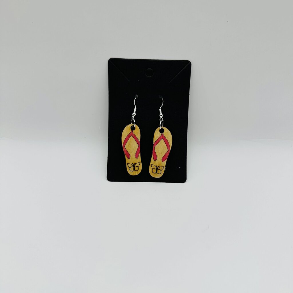 Flip Flop with Butterfly pink strap earrings