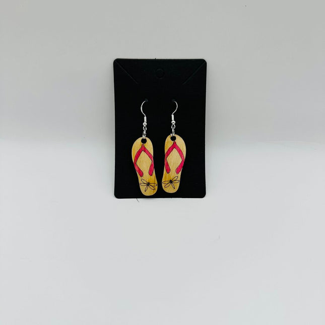 Flip Flop with Dragonfly pink strap earrings