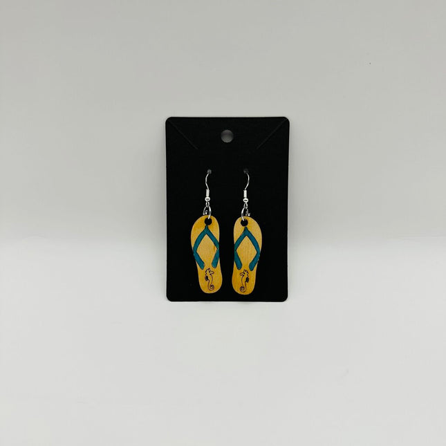 Flip Flop with Sea Horse blue strap earrings