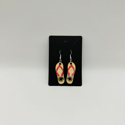 Flip Flop with Flower pink strap earrings