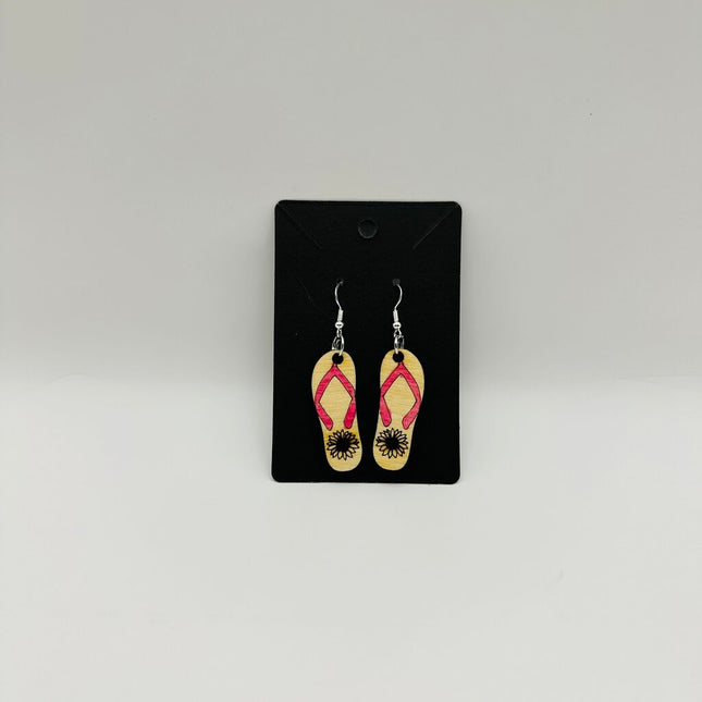Flip Flop with Flower pink strap earrings