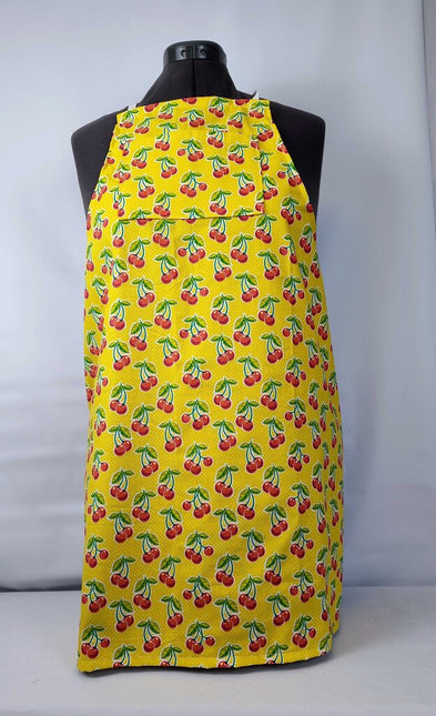 Adult Apron Cherries on Yellow