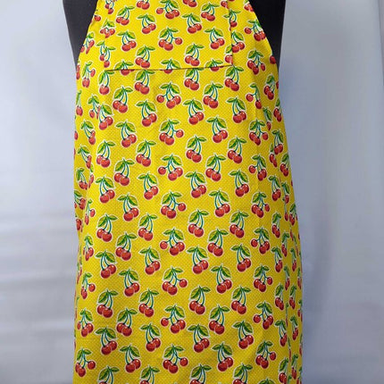 Adult Apron Cherries on Yellow