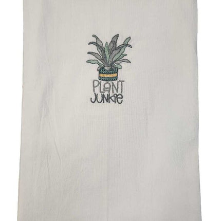 Plant Junkie Embroidered Towel