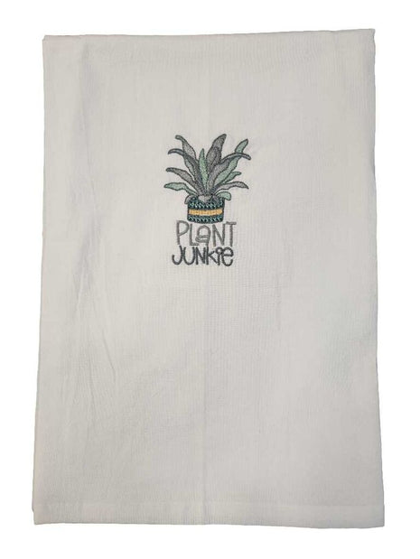 Plant Junkie Embroidered Towel