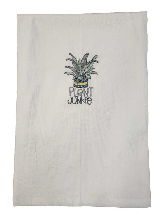 Plant Junkie Embroidered Towel