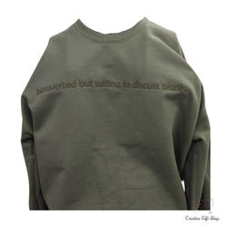 Introverted But Willing to Discuss Plants Crewneck Embroidered Sweatshirts - view 3