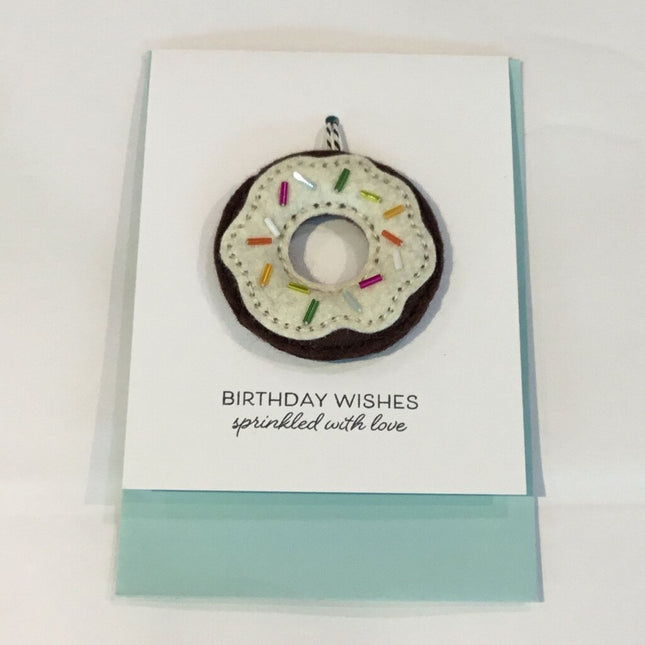 Felt Donut Charm Birthday Greeting Card