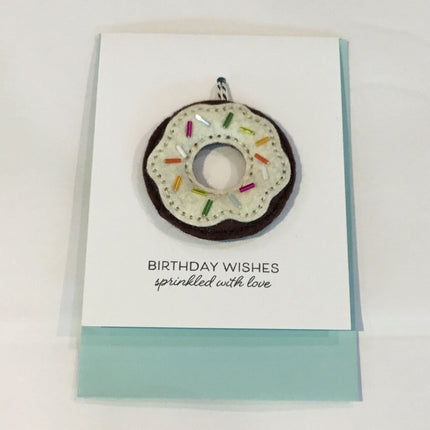 Felt Donut Charm Birthday Greeting Card