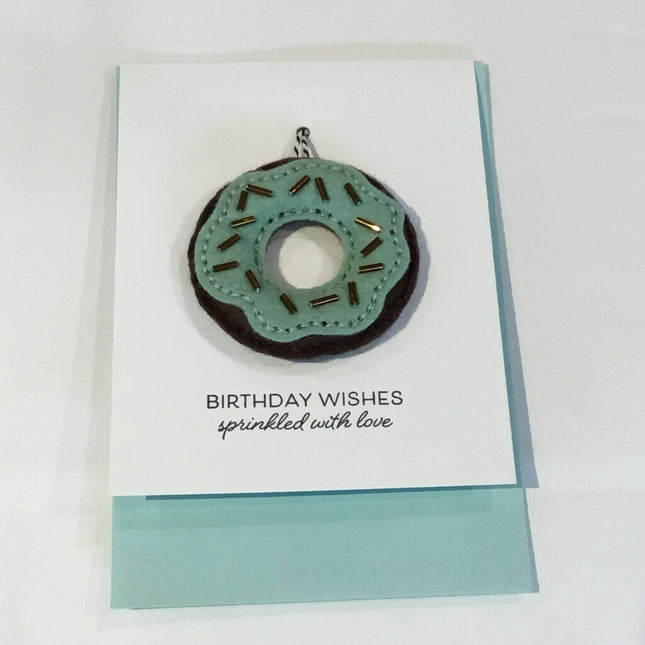 Felt Donut Charm Birthday Greeting Card