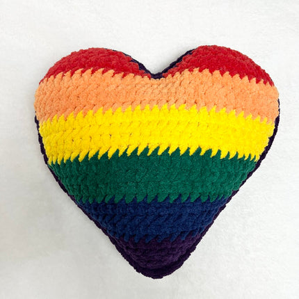Stuffed Heart - Rainbow with Purple Edging