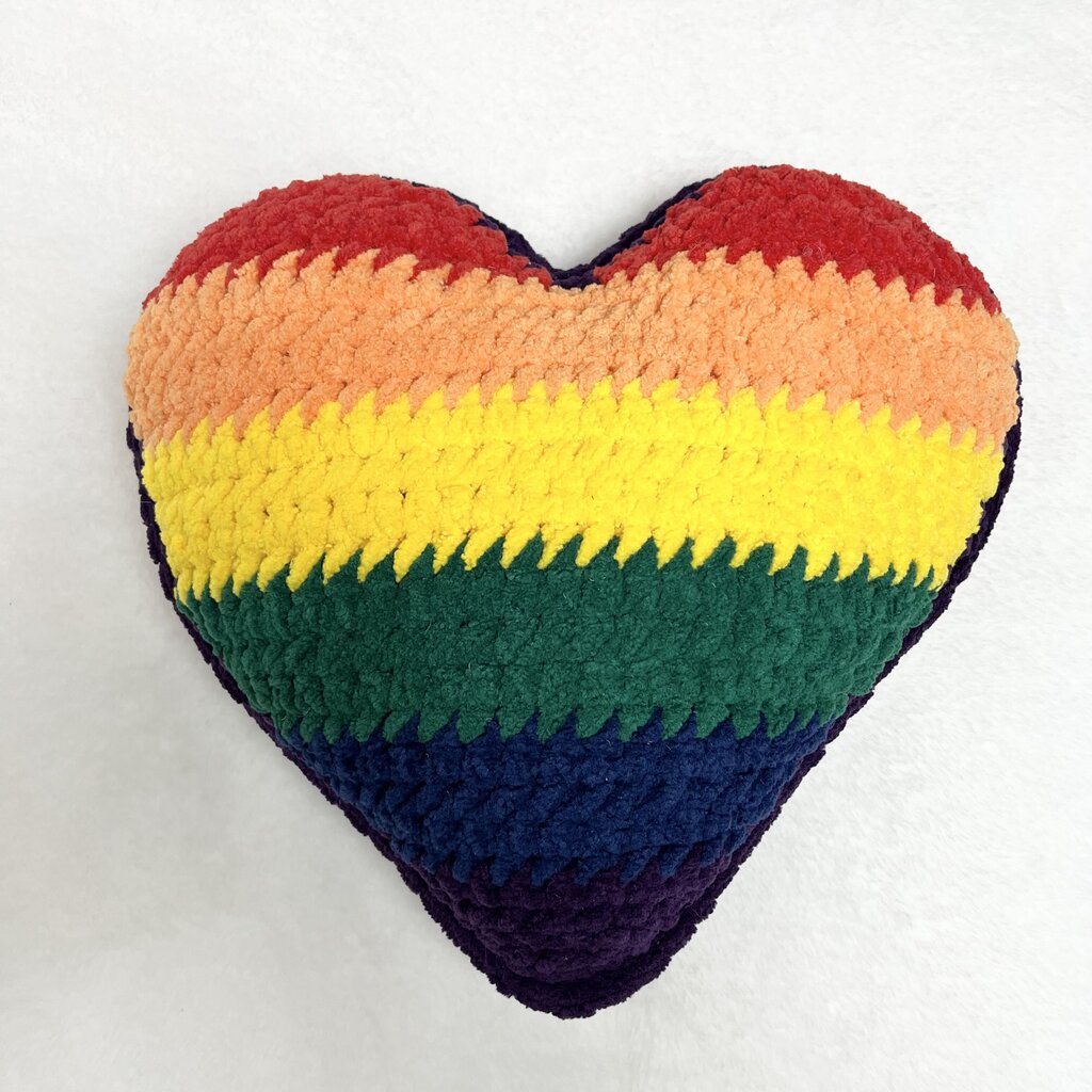 Stuffed Heart - Rainbow with Purple Edging
