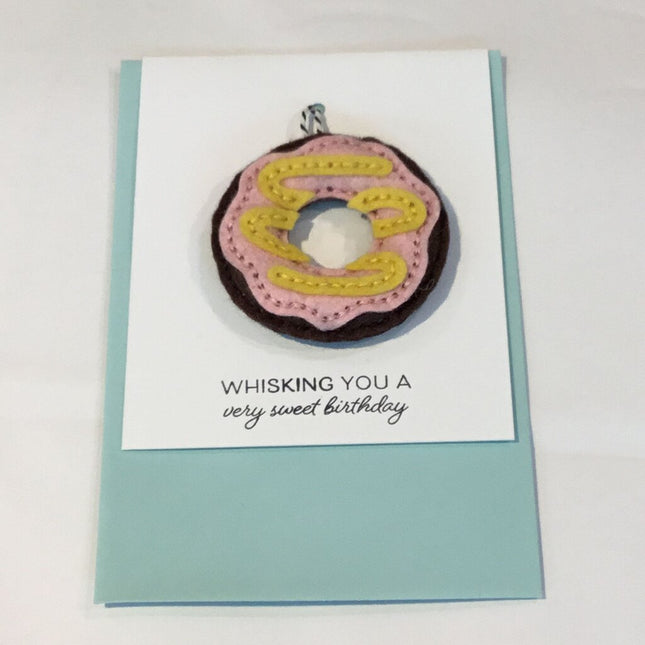 Felt Donut Charm Birthday Greeting Card