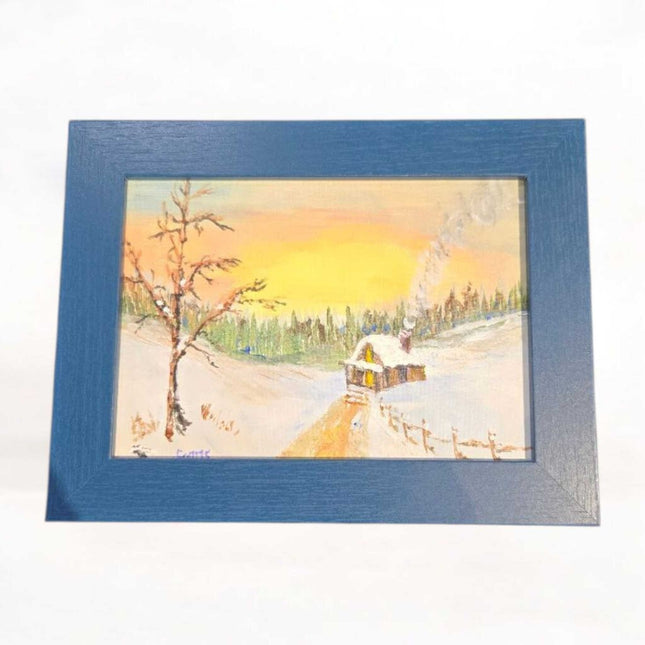 Sunset Cabin in Snow