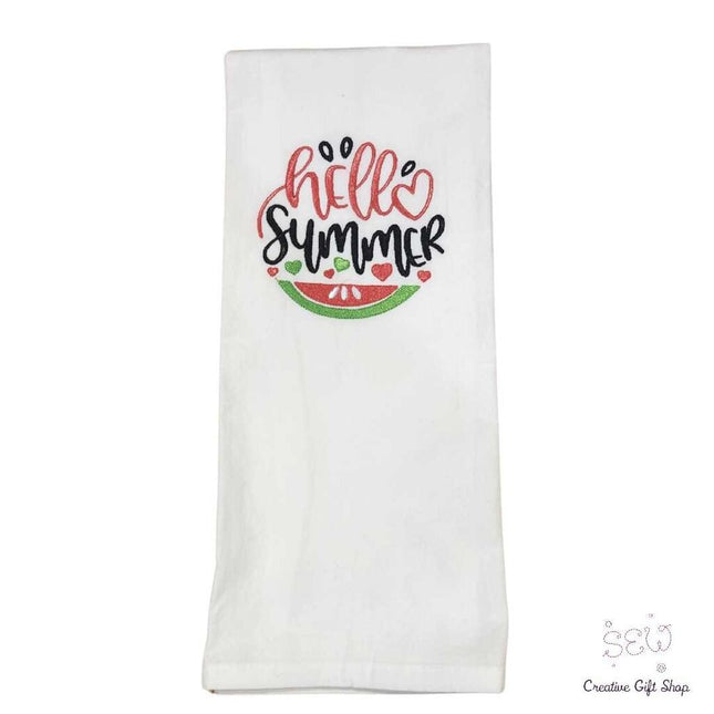 Hello Summer watermelon Embroidered Towel