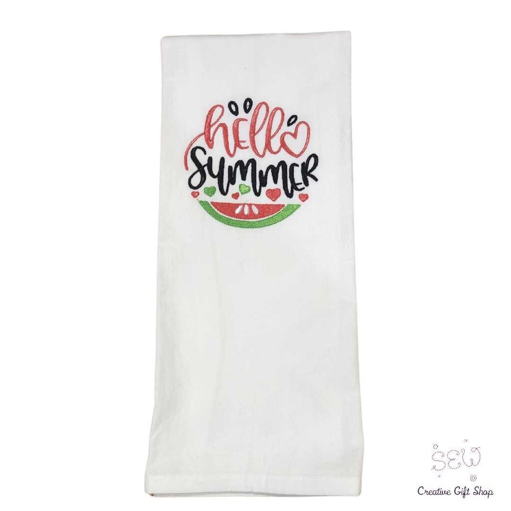 Hello Summer watermelon Embroidered Towel