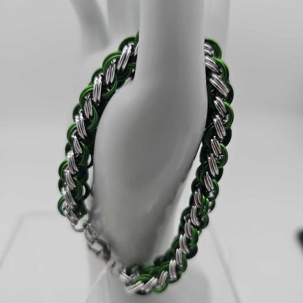 8 inch Silver and Green KVB bracelet