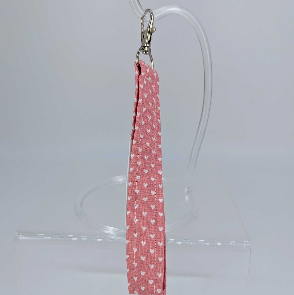 037 Red White Hearts Keychain
