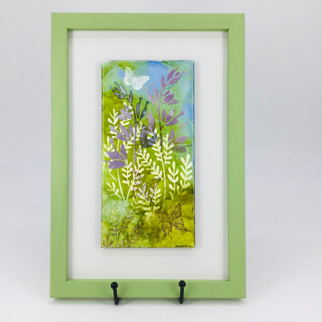 4X8 Abstract Flowers Tile Grn Frame