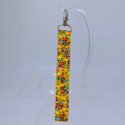 Keychain - Yellow with flowers red and blue