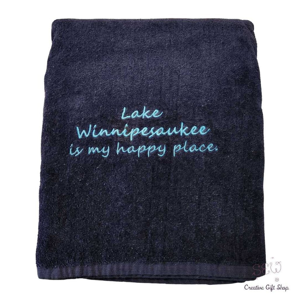 Lake Winnipesaukee is my happy place Beach Towel