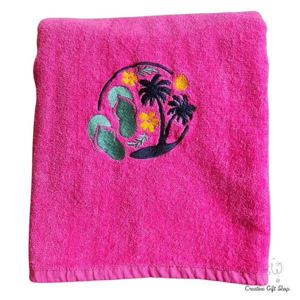 Palm trees and flip flops Beach Towel