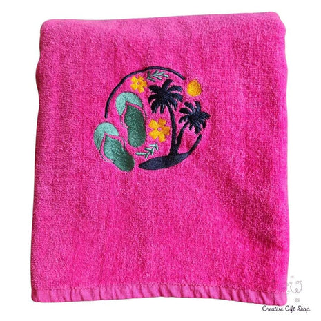 Palm trees and flip flops Beach Towel
