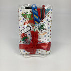 polka dot paper with red decor