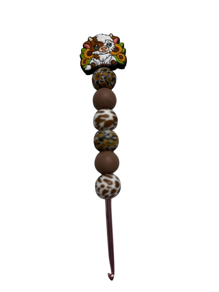 Ergonomic crochet hook 3.5mm cow sunflower