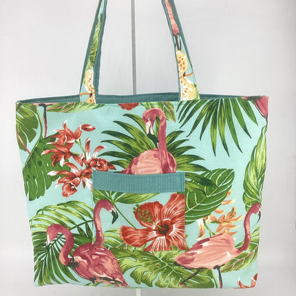 Flamingos on light turquoise w/. Tour. Stripe