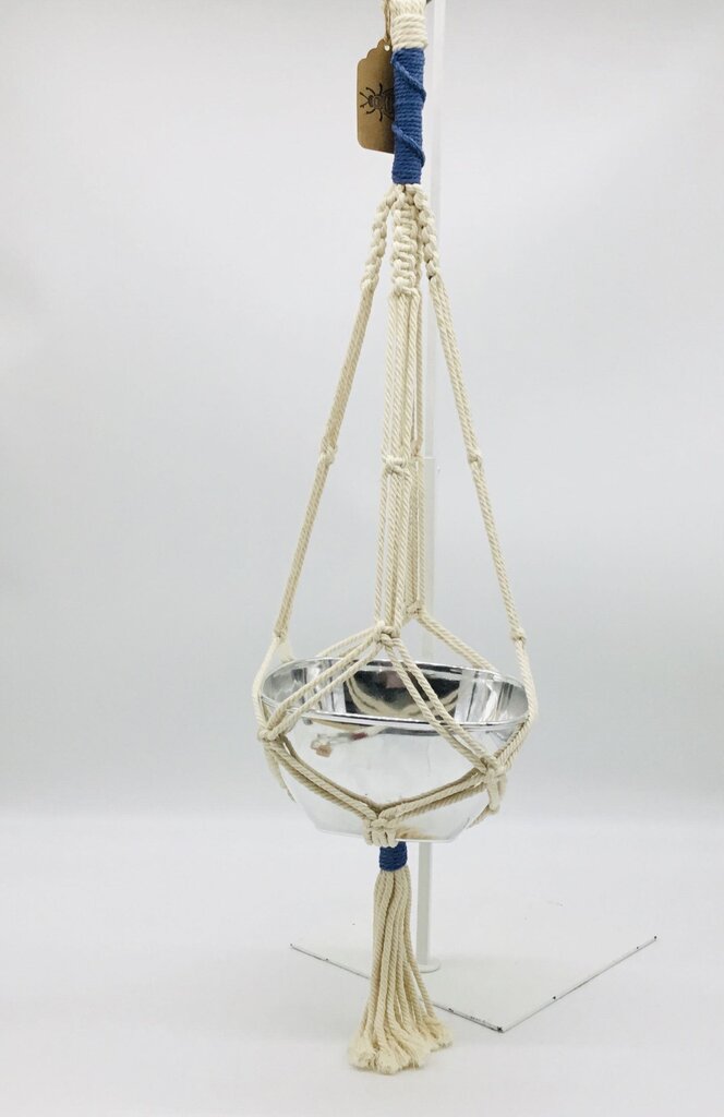 Blue Macrame Plant Hanger