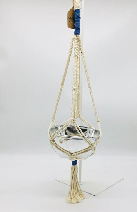 Blue Macrame Plant Hanger