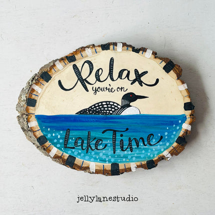 LOON LWELCOME WOODSLICE SIGN