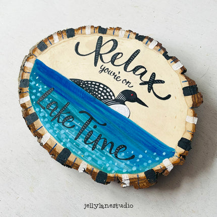 LOON LWELCOME WOODSLICE SIGN